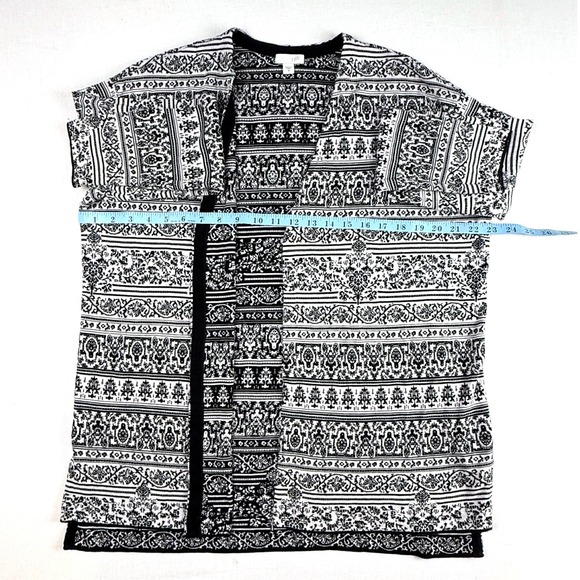 J Jill Black White Pattern Open Front Cardigan Jacket Women's M - Picture 7 of 7